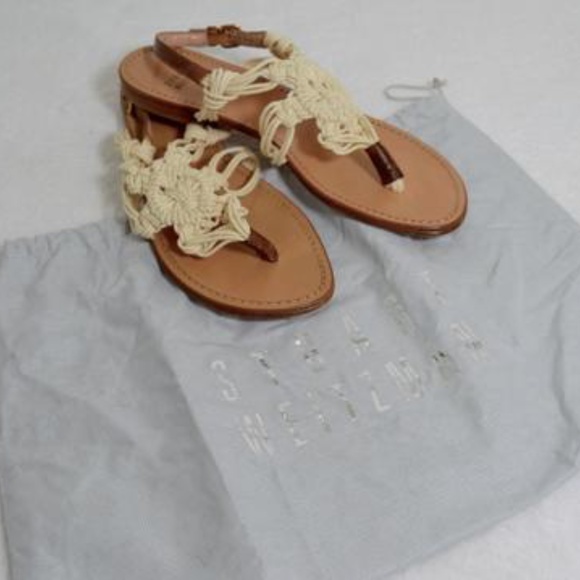 Stuart Weitzman Off White Rope Thong Adjustable Sandals - Picture 3 of 11